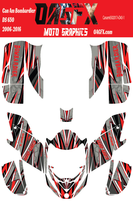 Can Am DS650 Bombardier 2006-2016 Graphics Kit  Pro Edition D43-1 Red