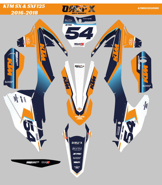 2016-2018 KTM SX 125 SXF 125 OAGFX Graphic Kit - Pro Ed