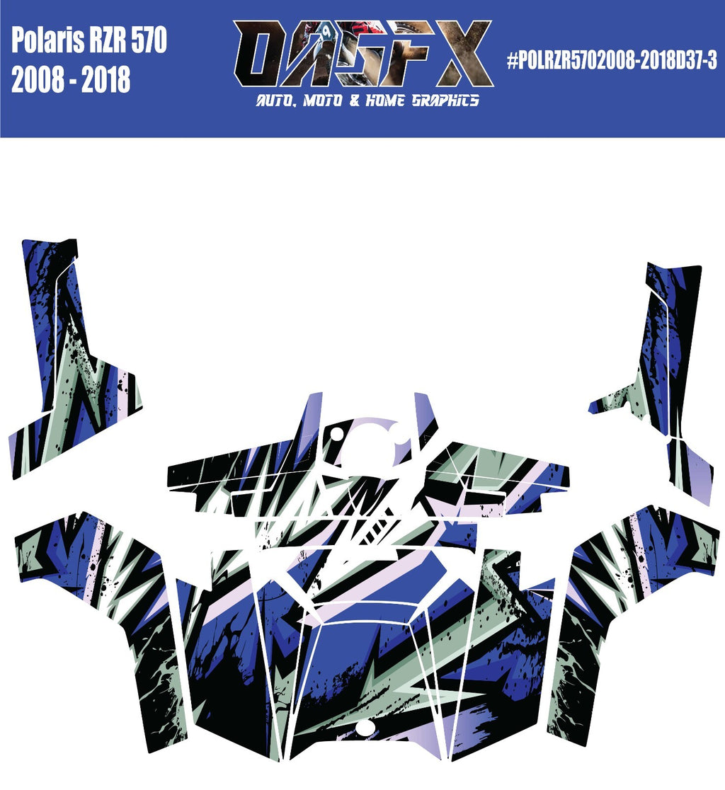 2008 - 2018 Polaris RZR 570 UTV Graphics Kit D37-3 Blue