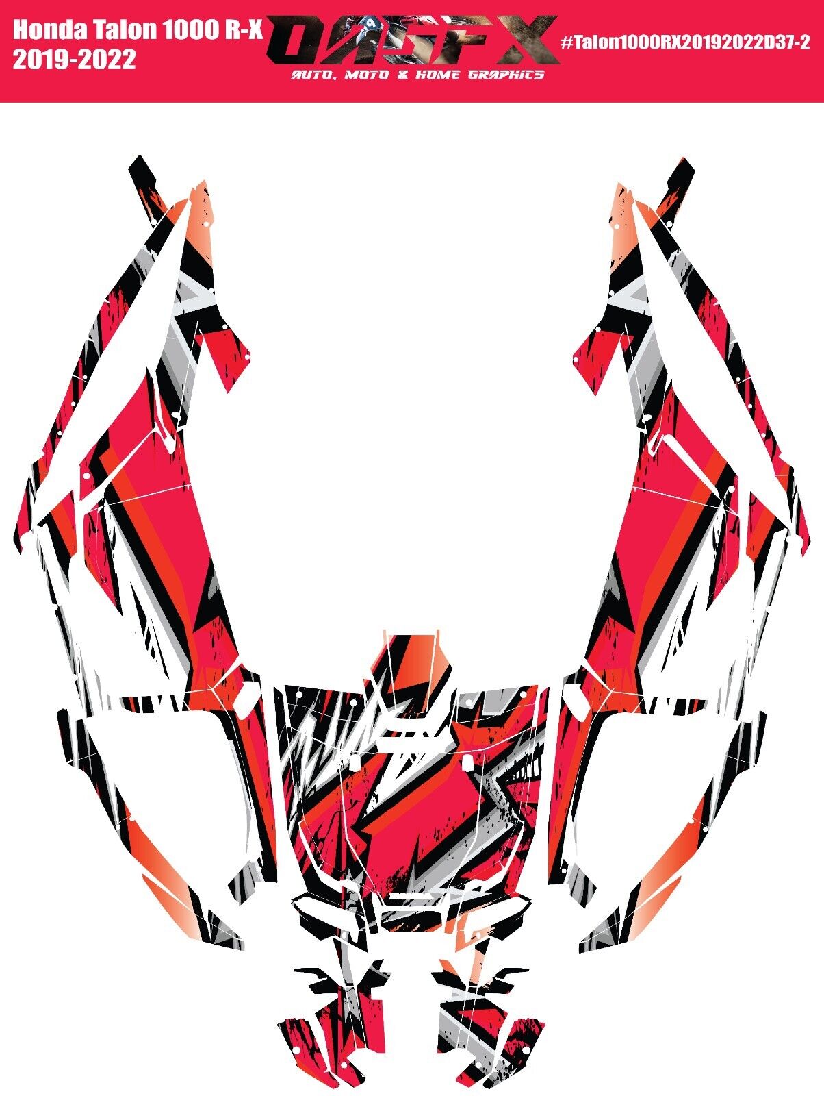 2019-2022 Honda Talon 1000R 1000X 2 Door Graphics Kit - Pro Ed D37-2 Red
