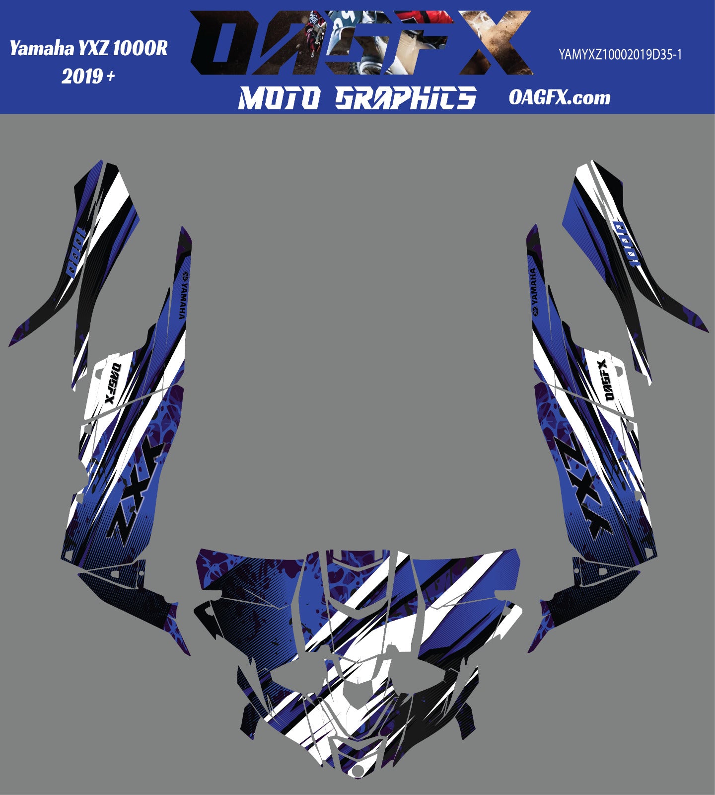 2019 + OAGFX Yamaha YXZ 1000 Graphics Kit D35-1 Blue