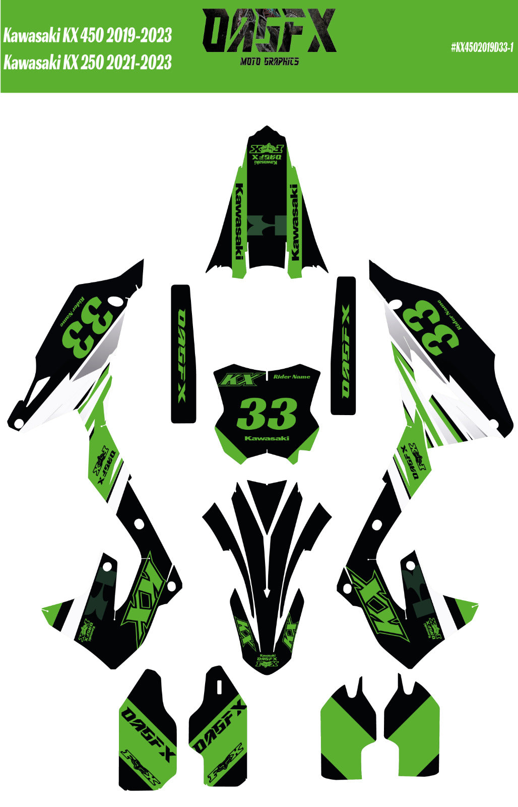 Kawasaki KX 450 (19-23) KX 250 (21-23) D33-1 Graphic Kit - Pro Edition