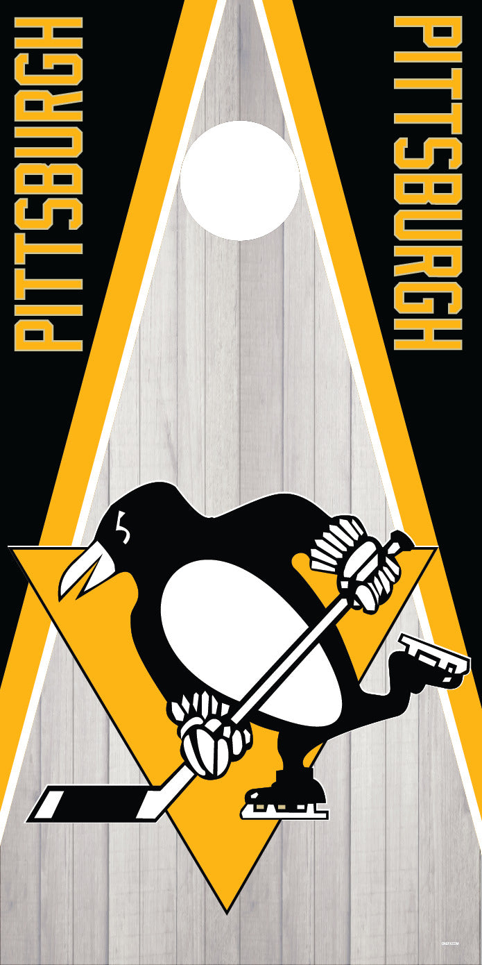 Corn Hole Board Wrap - Pittsburgh Penguins Cornhole Skin D4