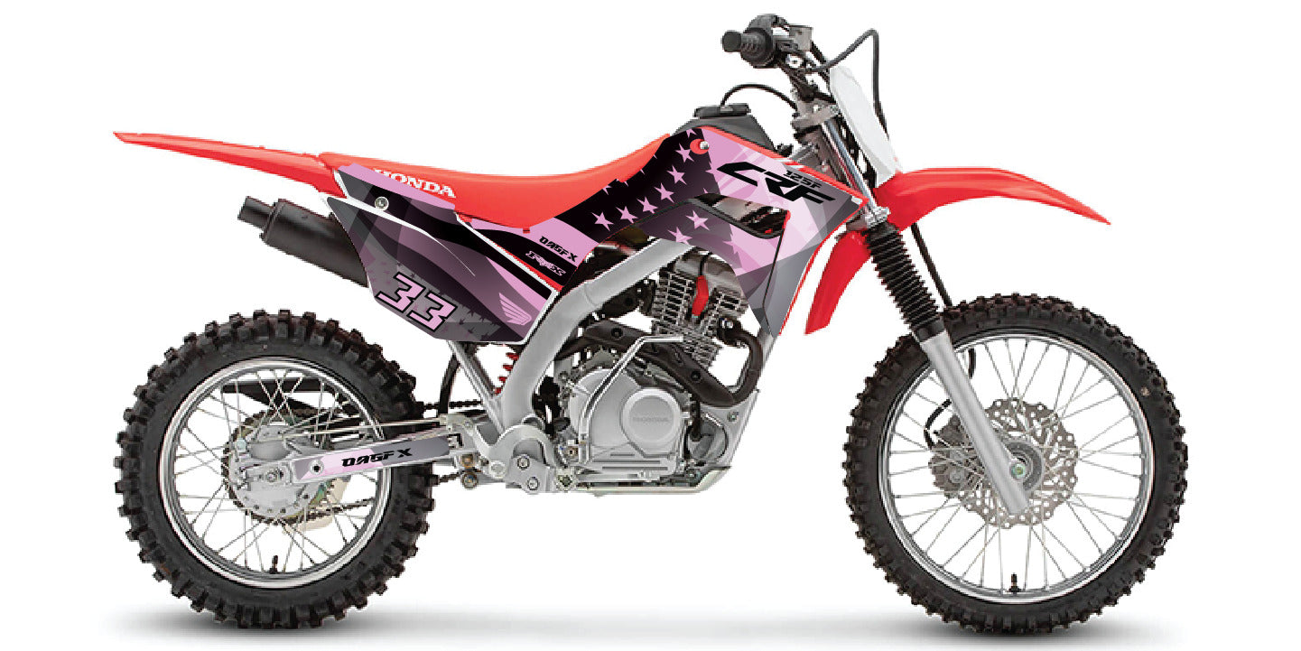 2019+ Honda CRF 125 Graphics Kit - Pro Ed D69-2 CRF125 USA Flag Pink