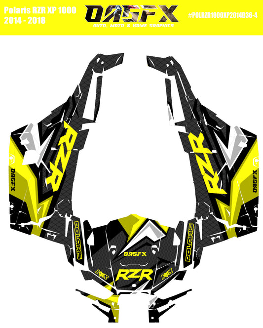 2014 - 2018 Polaris RZR XP 1000 Graphics Kit D36-4 Yellow