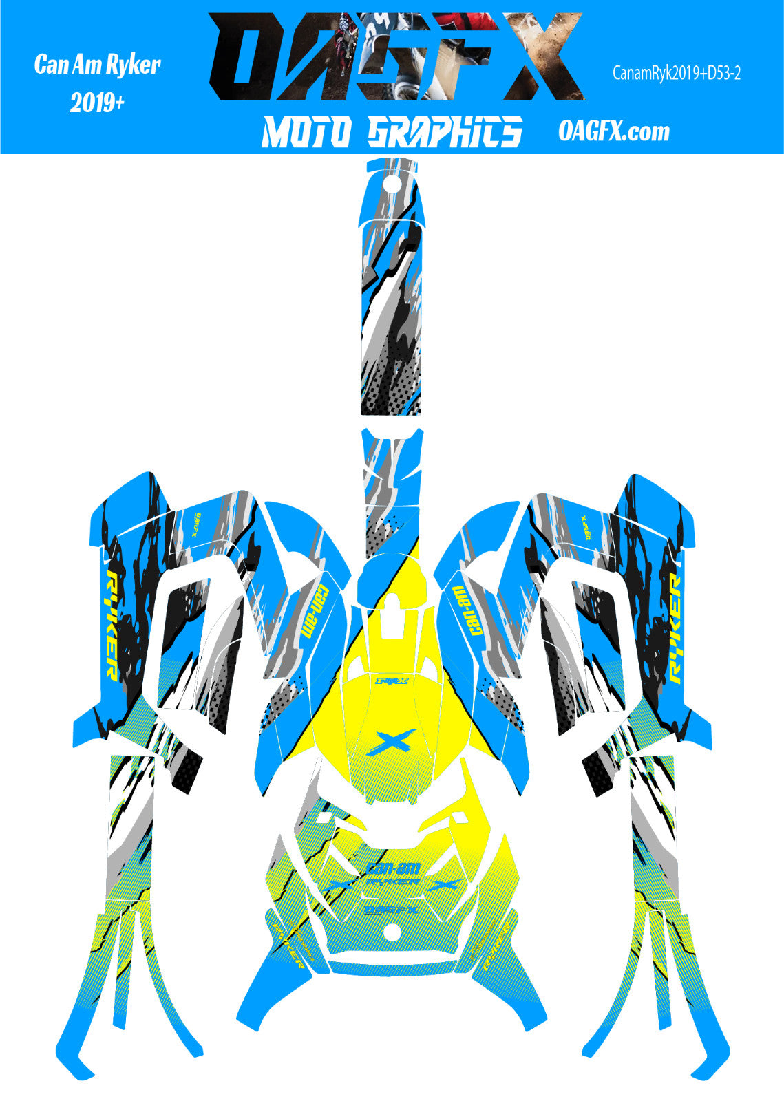 2019 - 2025 Can Am Ryker Graphics Kit  Pro Edition D53-2 Wild OAGFX Racing