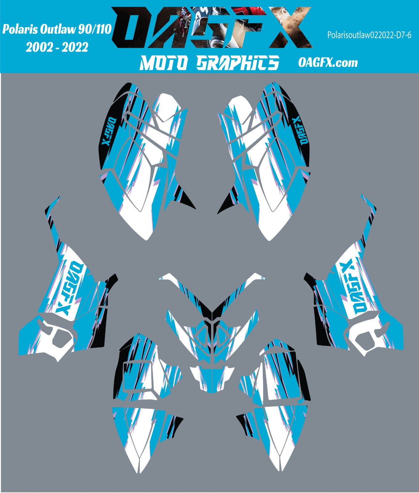 2002 - 2022 Polaris Outlaw 90 110 Graphic Kit -  D7-6 Cool Blue