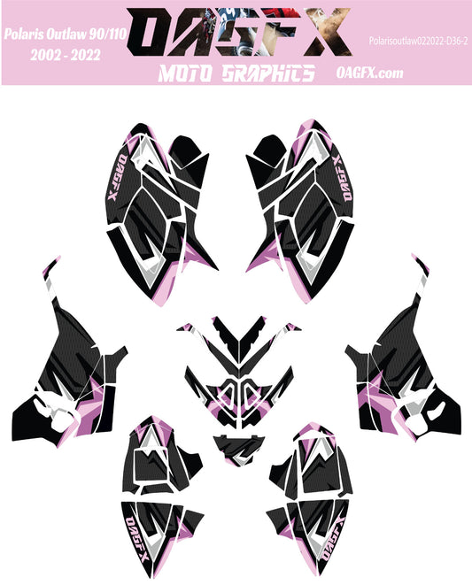 2002 - 2022 Polaris Outlaw 90 110 Graphic Kit -  D36-2 Pink