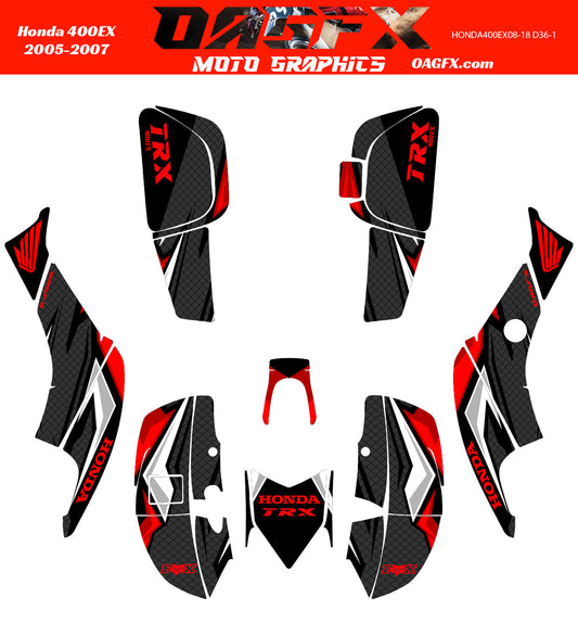 2005-2007 Honda TRX 400 EX Graphics Kit - Pro Ed D36-1 Red