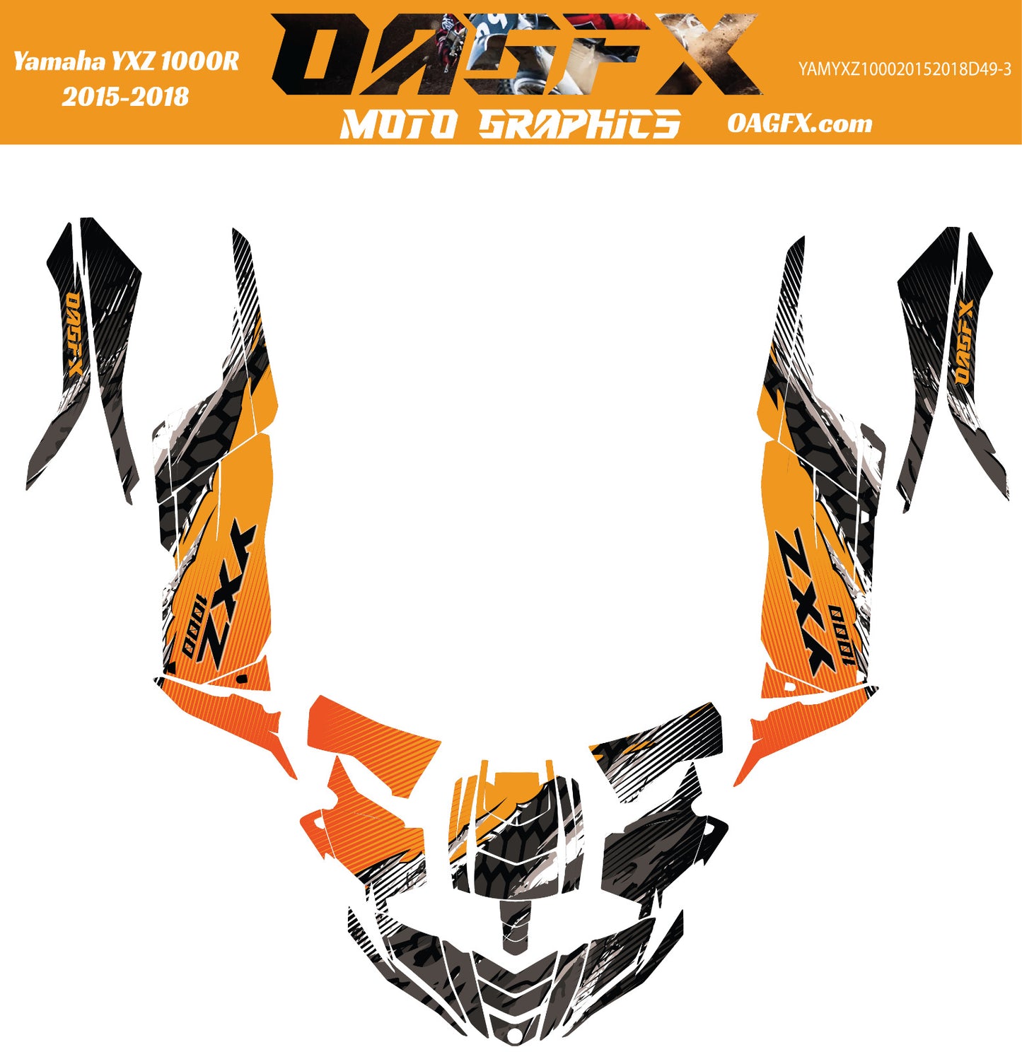 2015 - 2018 OAGFX Yamaha YXZ 1000 Graphics Kit D49-3 Orange