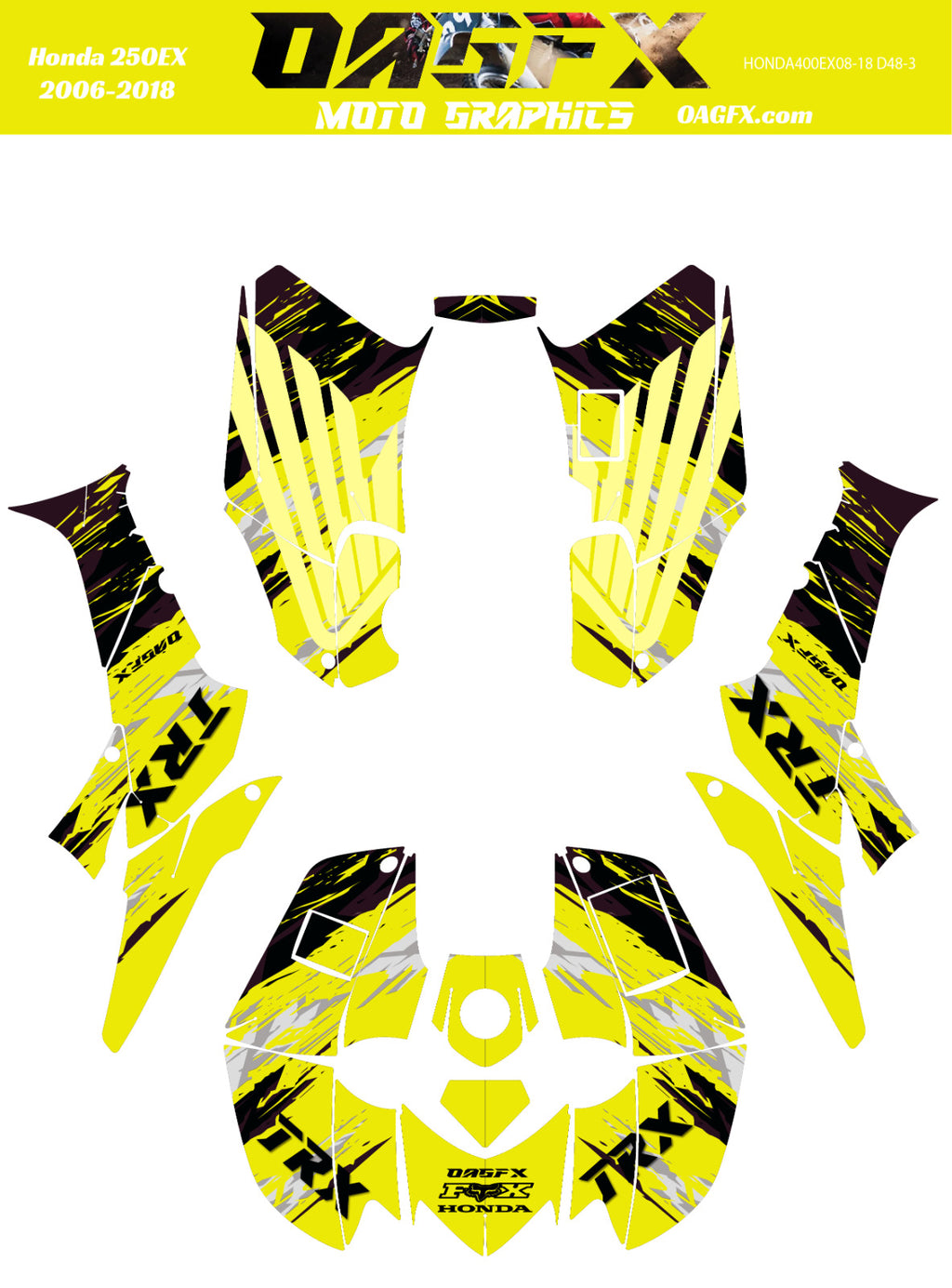 2006-2018 Honda TRX 250 EX Graphics Kit - Pro Ed D48-3 Yellow