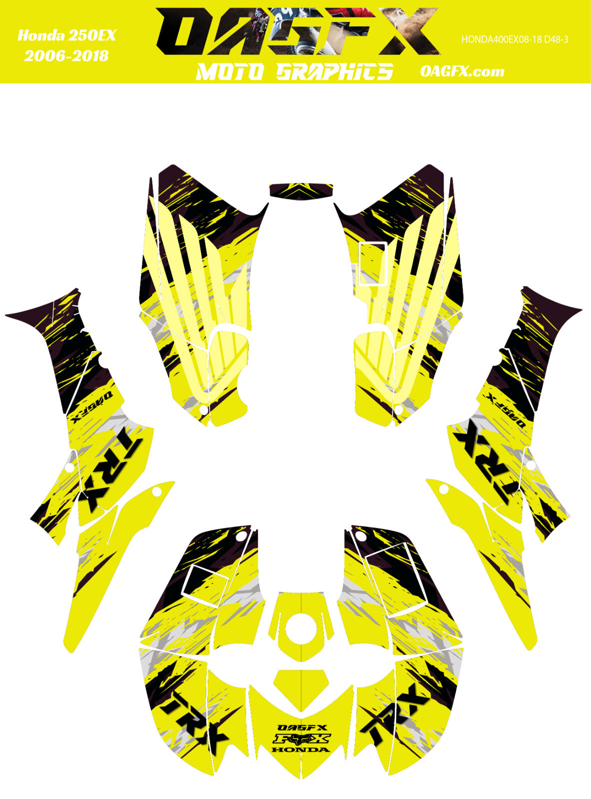 2006-2018 Honda TRX 250 EX Graphics Kit - Pro Ed D48-3 Yellow
