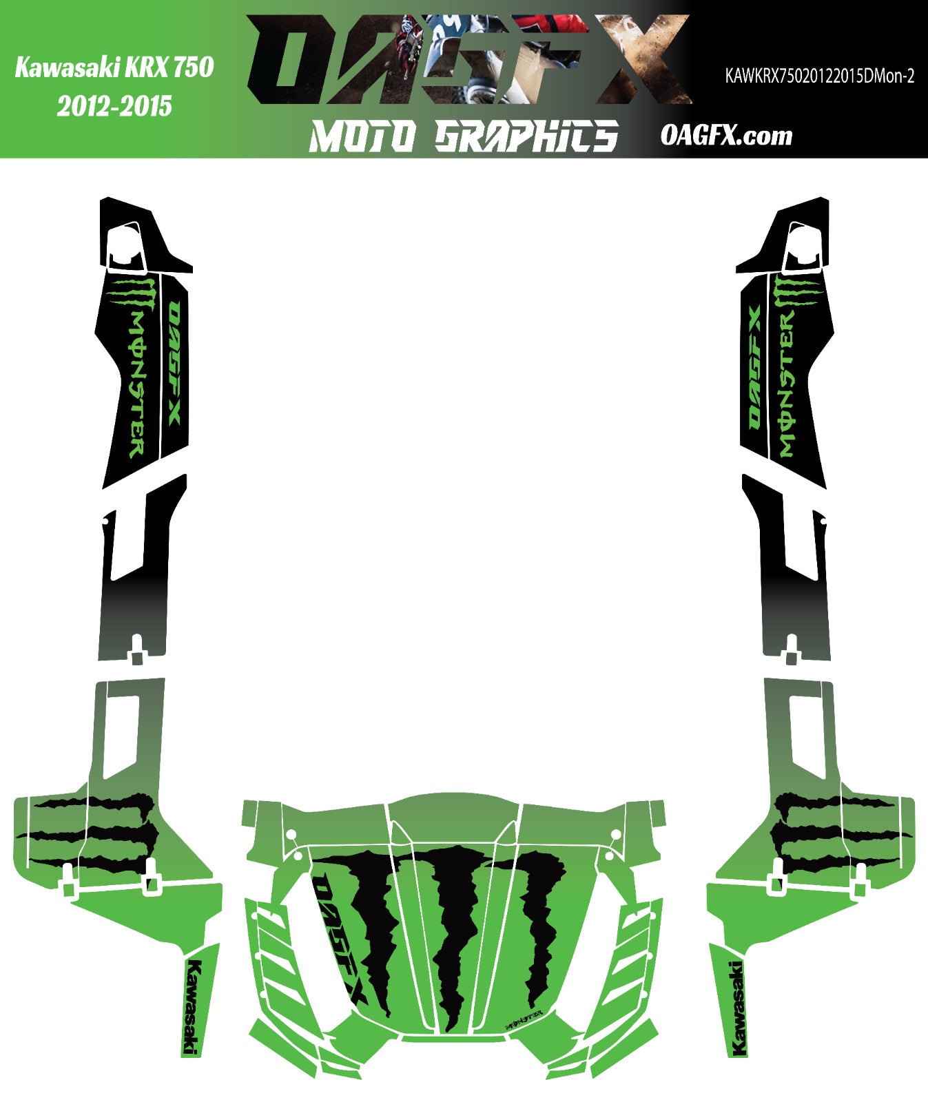 2012 -2015 Kawasaki Teryx 4 750 800 Graphic Kit Pro Edition DMon-2 Monster