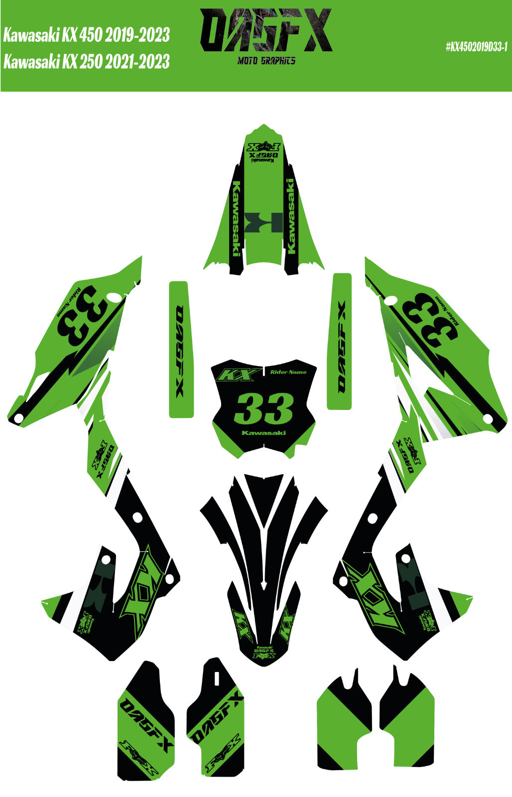 Kawasaki KX 450 (19-23) KX 250 (21-23) D36-1 Graphic Kit - Pro Edition