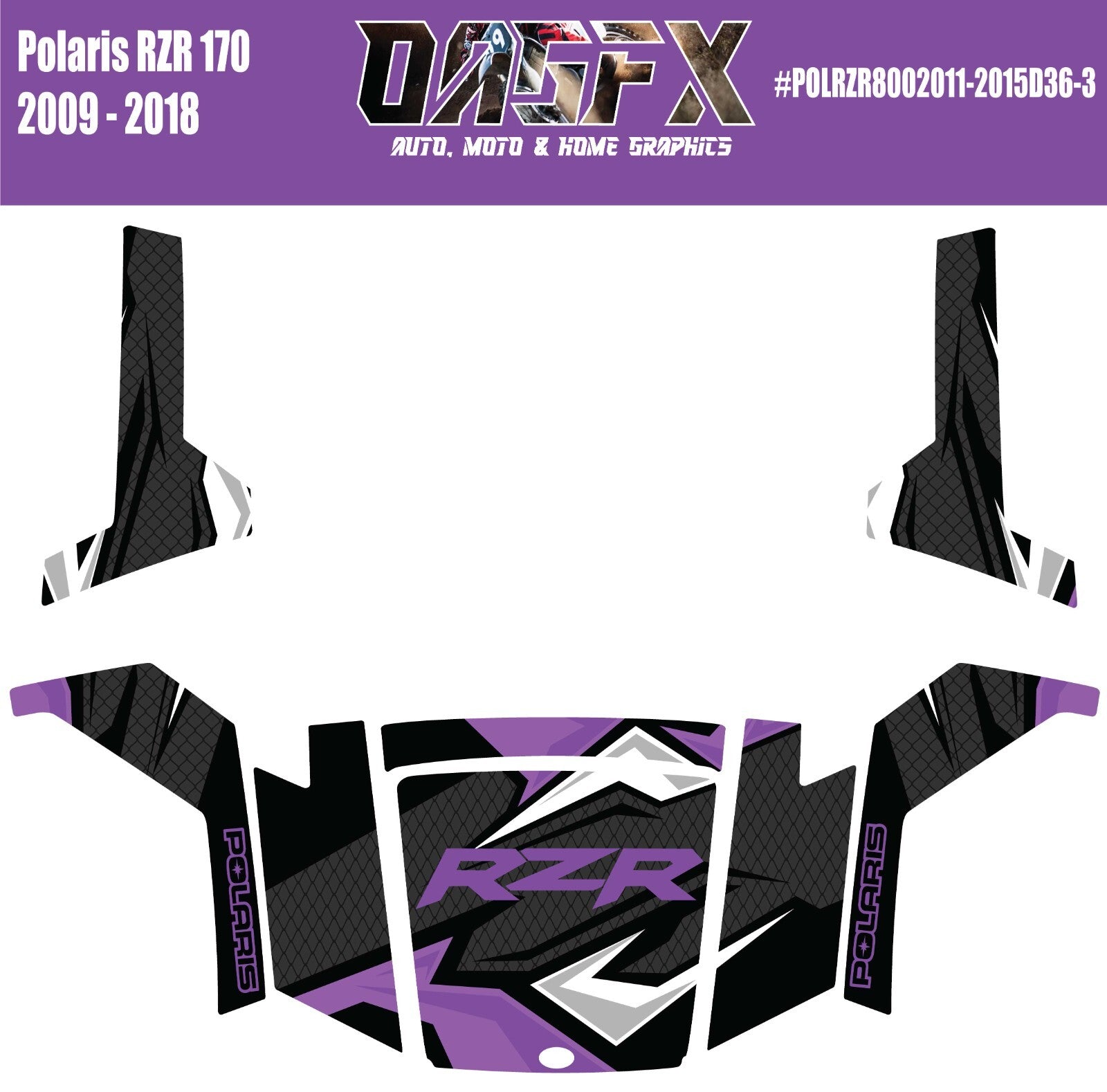 2009 - 2018 Polaris RZR 170 UTV Graphics Kit D36-3 Purple