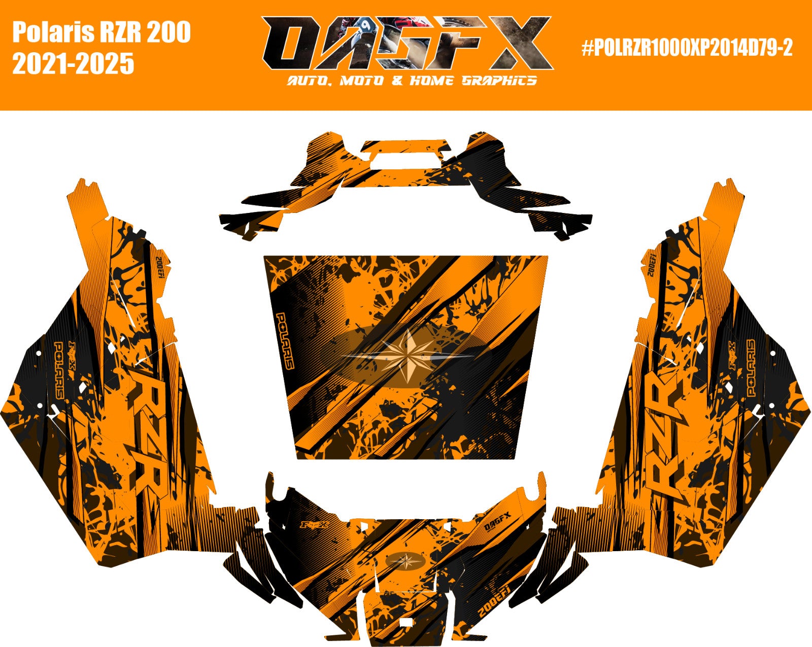 2021-2025 Polaris RZR 200 EFI UTV Graphics Kit D79-3