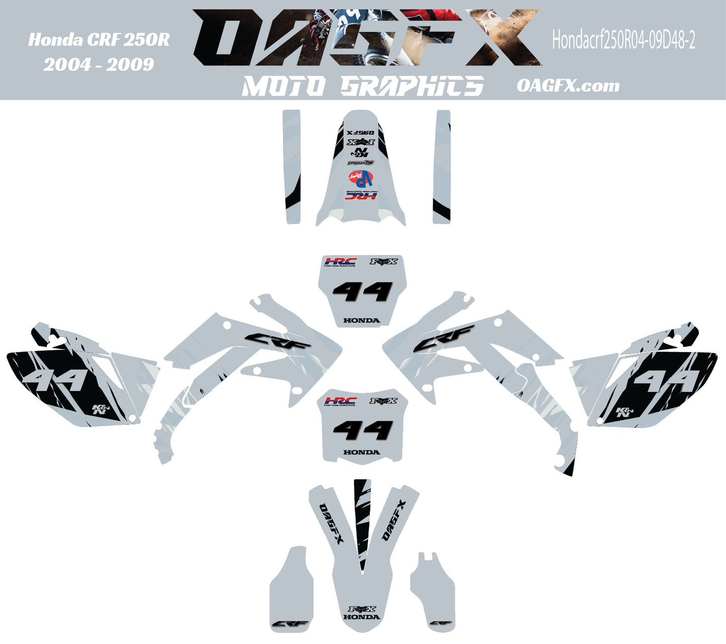 2004-2009 Honda CRF250R Graphics Kit - Pro Ed D48-2 CRF 250