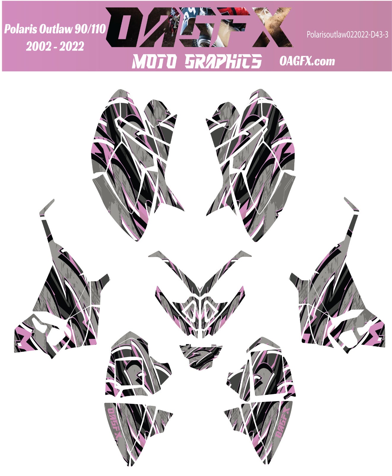 2002 - 2022 Polaris Outlaw 90 110 Graphic Kit -  D43-3 Pink