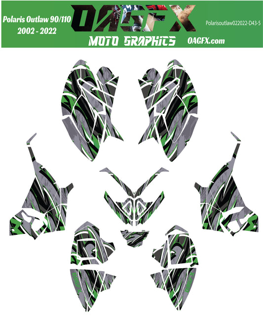 2002 - 2022 Polaris Outlaw 90 110 Graphic Kit -  D43-5 Green