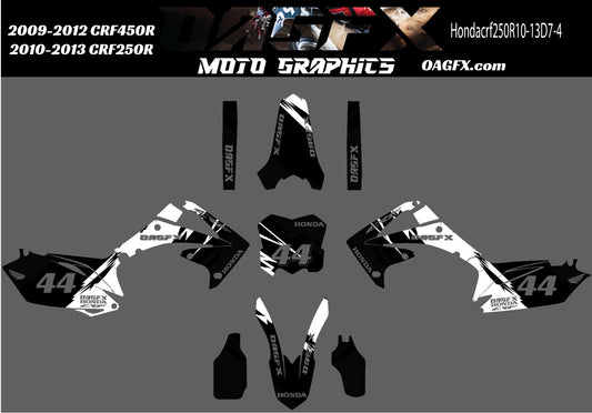 2009 -12 CRF450 2010-13 CRF250R  Graphics Kit - Pro Ed D7-4 Black