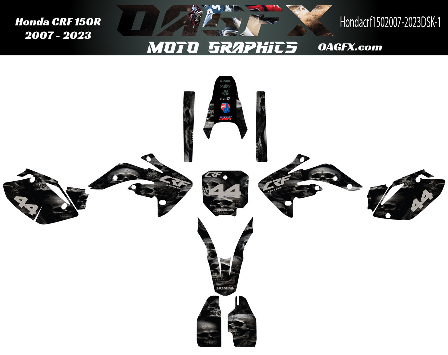 2007-2022 Honda CRF150R Graphics Kit - Pro Ed DSK-1 CRF 150 Skull