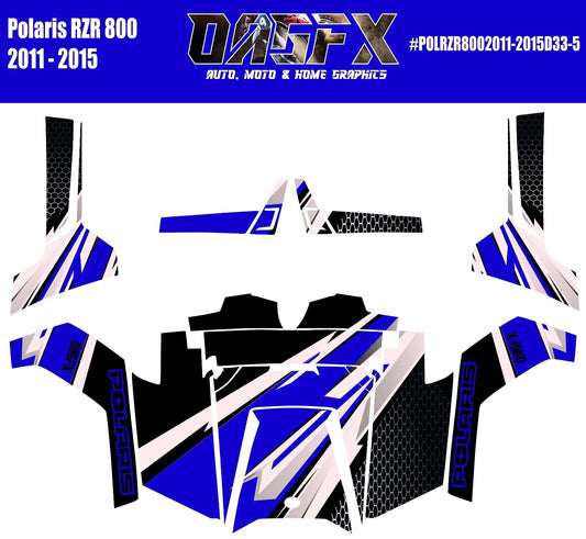 2011 - 2015 Polaris RZR 800 Graphics Kit D33-5 Blue