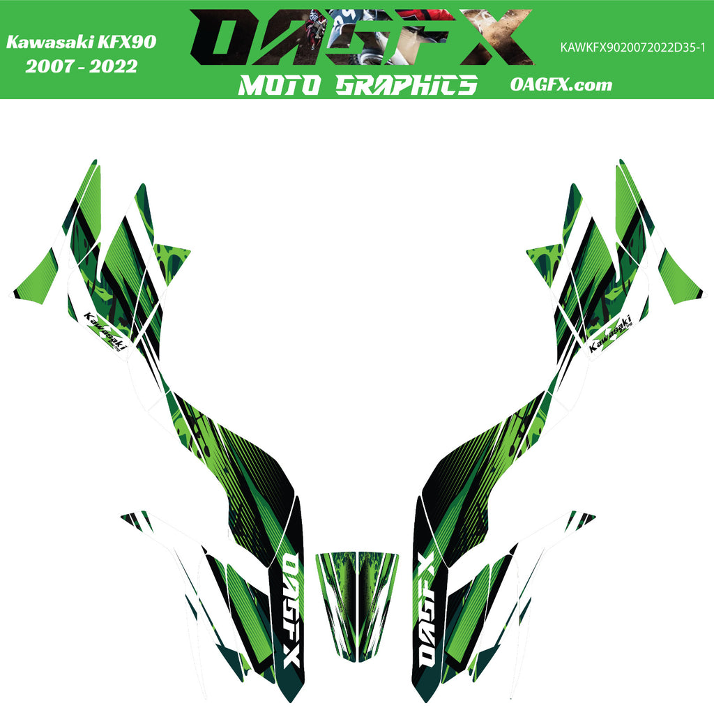 2007 - 2022 Kawasaki KFX 50 90 Graphic Kit -  D35-1 Green