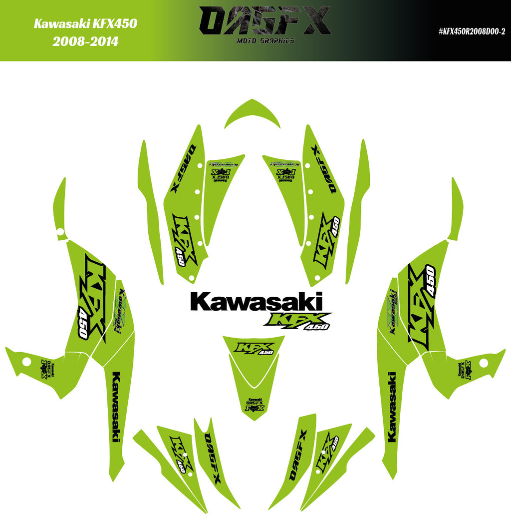 2008 - 2014 Kawasaki KFX 450 Graphic Kit -  D00-2 Green