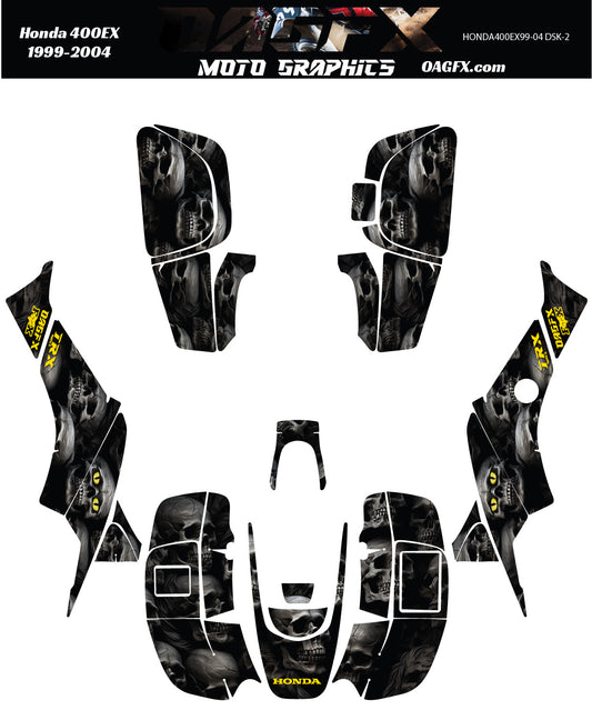 1999-2004 Honda TRX 400 EX Graphics Kit - Pro Ed DSK-2 Skulls