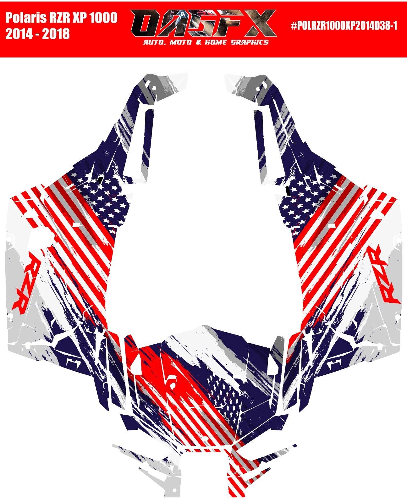 2014 - 2018 Polaris RZR XP 1000 Graphics Kit D38-1 American Flag