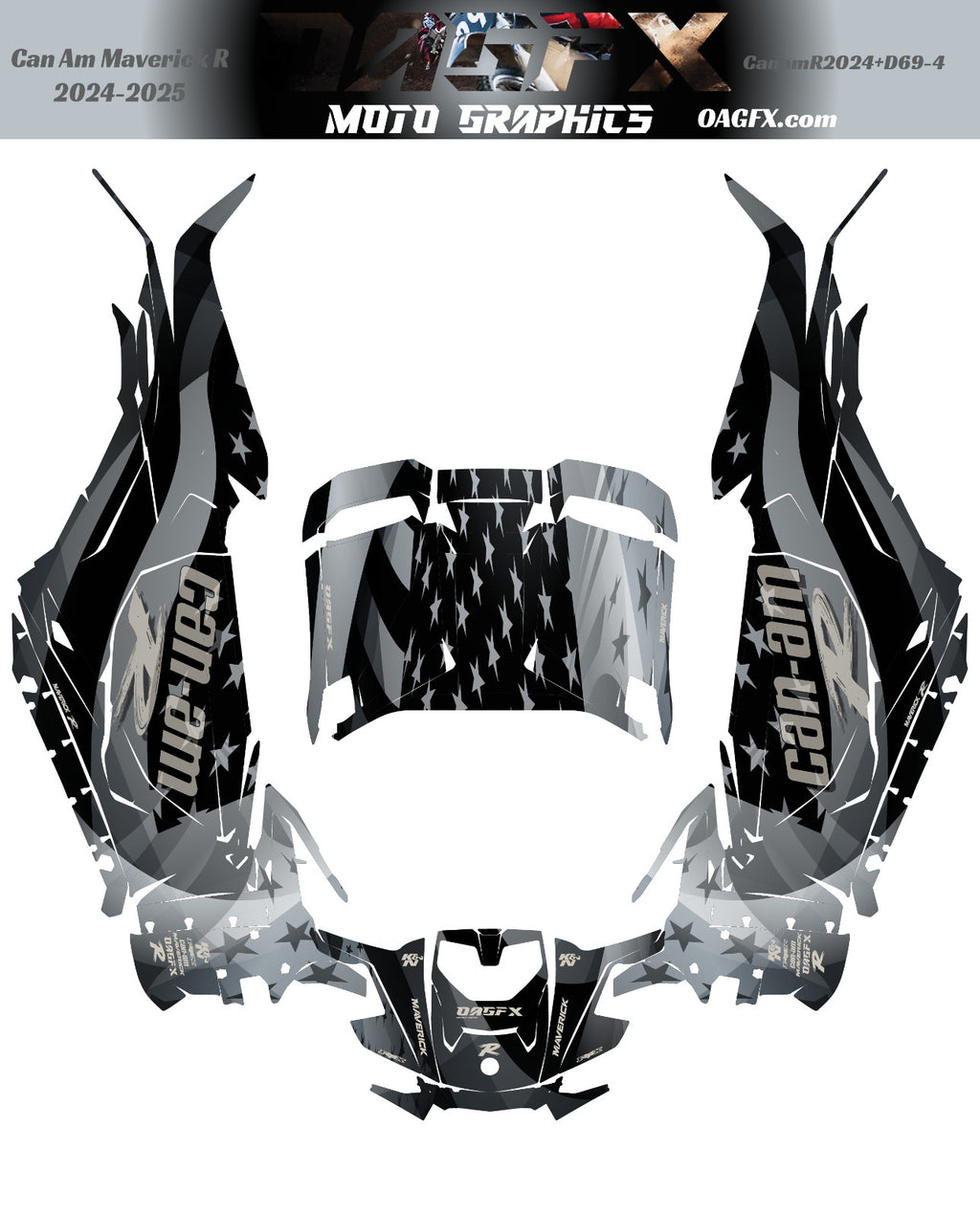 2024-2025 Can Am Maverick R RS Graphics Kit  Pro Edition D69-4 USA Flag