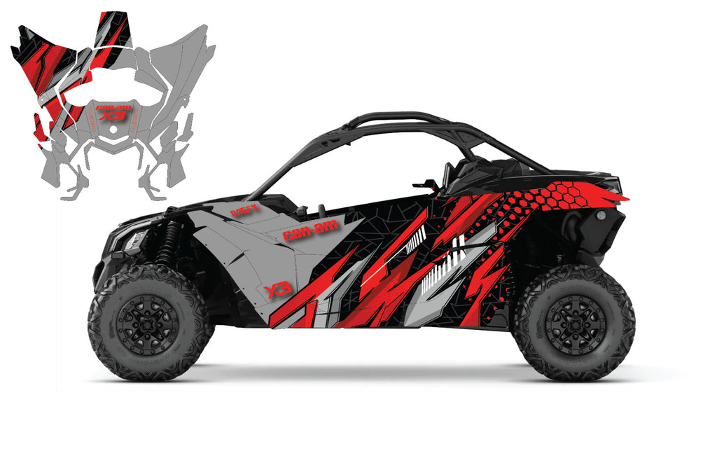 2017 - 2024 Can Am X3 Maverick Graphics Kit  Pro Edition D57-2 Red