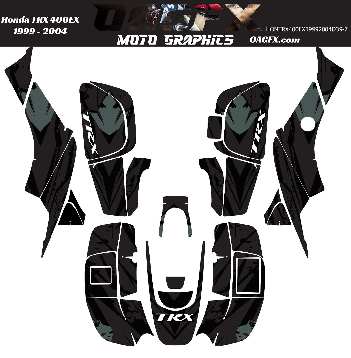 1999-2004 Honda TRX 400 EX Graphics Kit - Pro Ed D39-7 Black