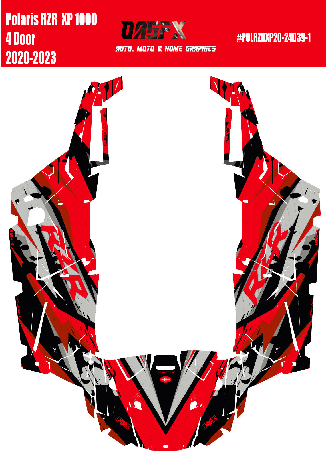 2020 - 2023 Polaris RZR  XP 1000 4 Door  Graphics Kit D39-1