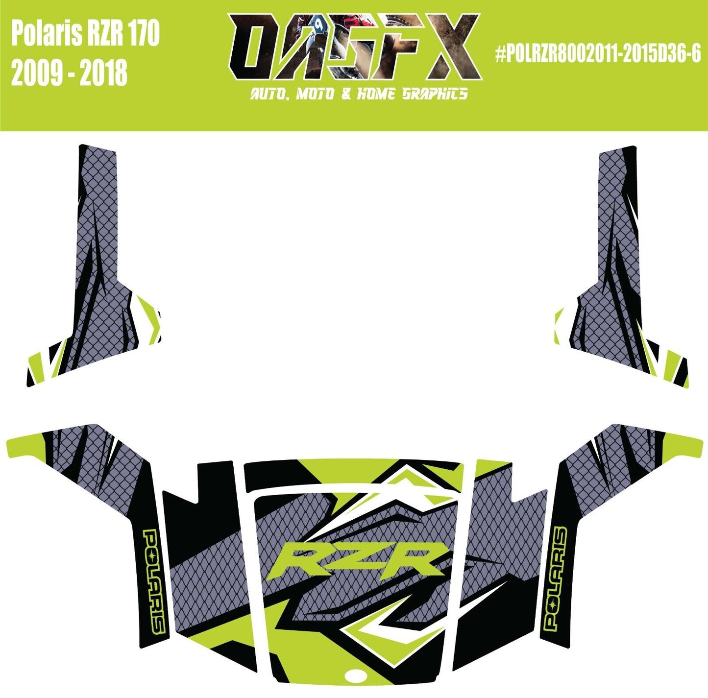 2009 - 2018 Polaris RZR 170 UTV Graphics Kit D36-6 Yellow