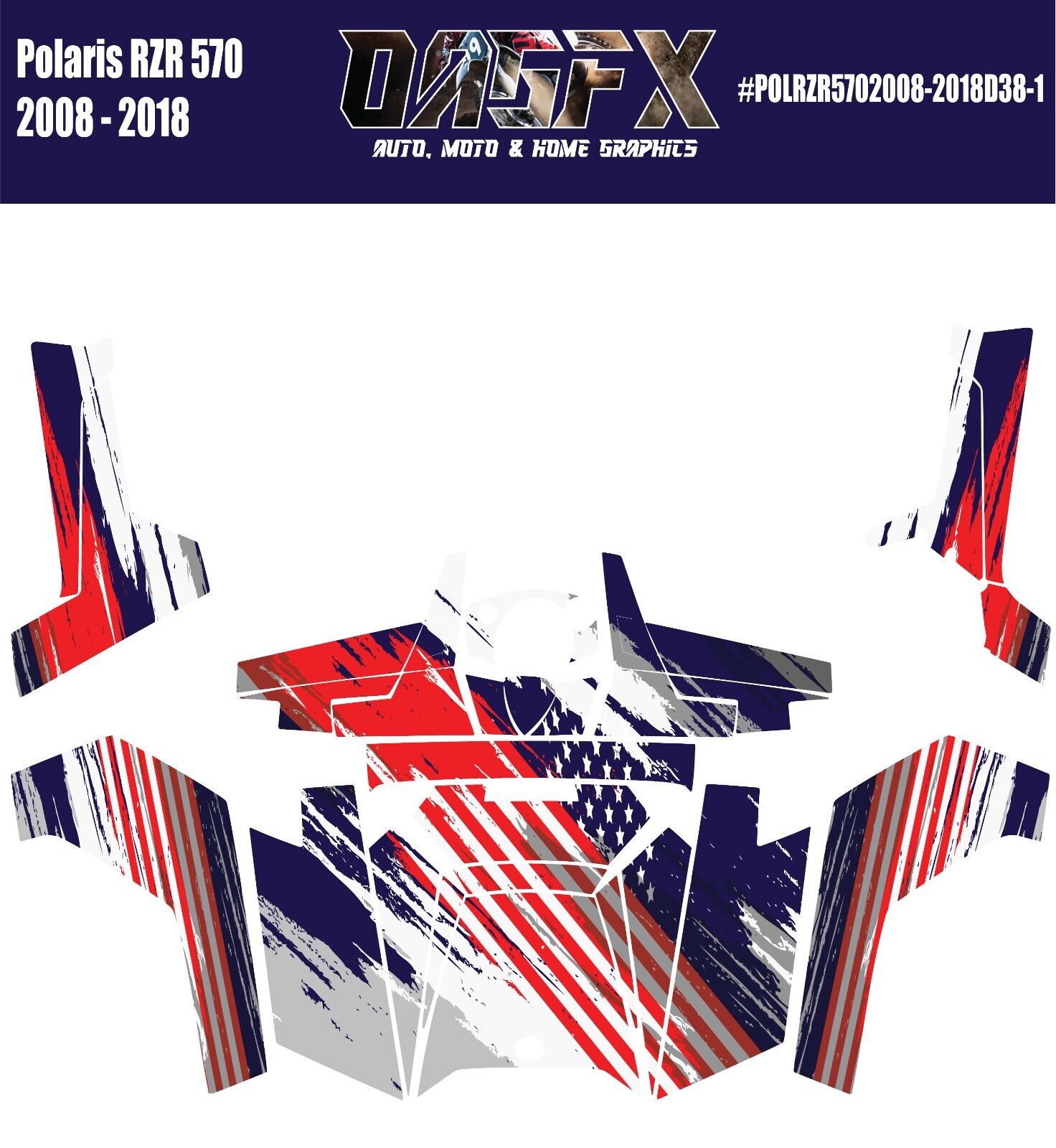 2008 - 2018 Polaris RZR 570 UTV Graphics Kit D38-1 American Flag