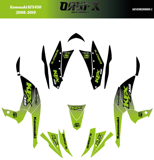 2008-2014 Kawasaki KFX 450 AI Pre Made Customizable Design Vector D00-3 Fade