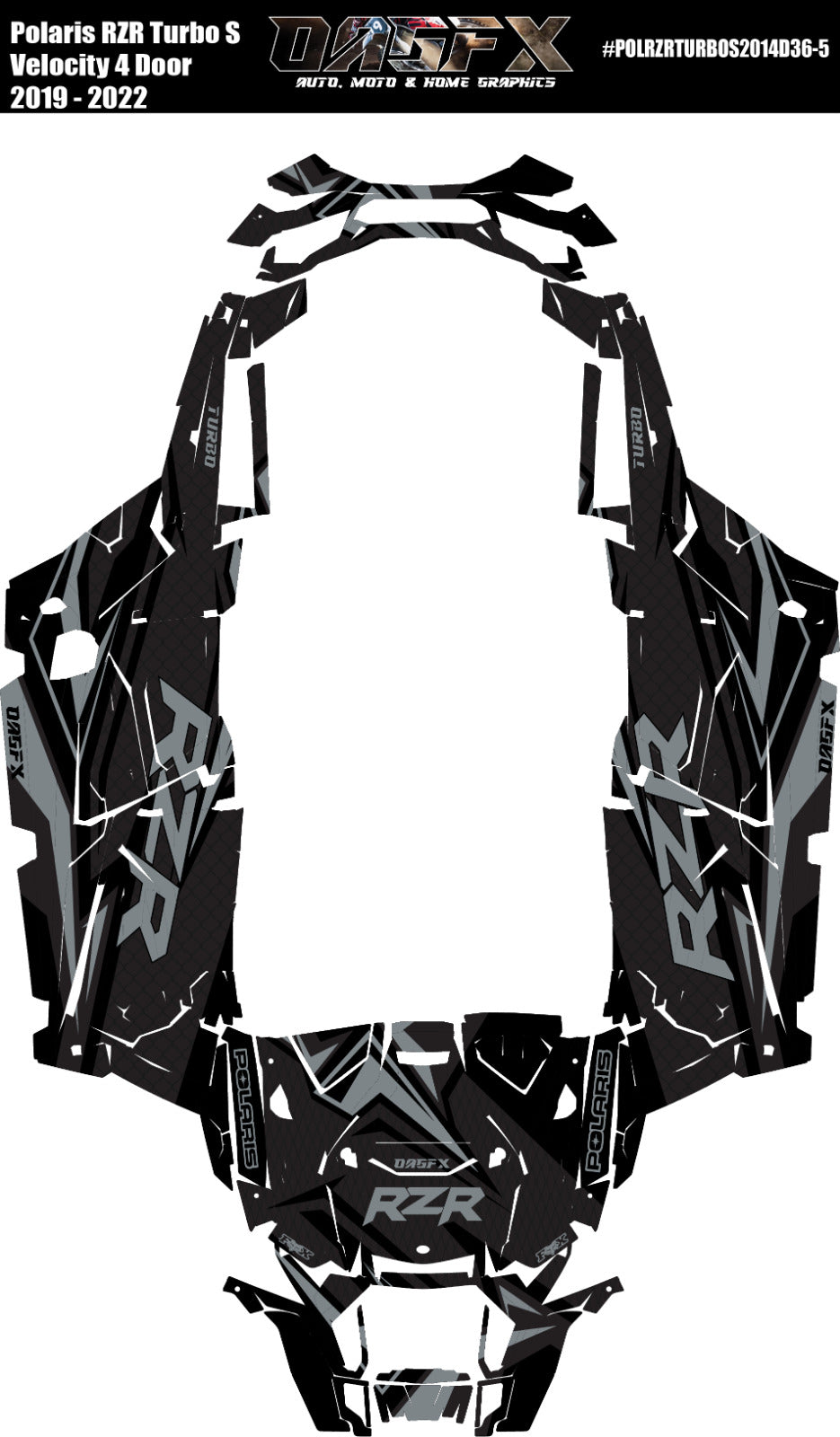 2019 - 2022 Polaris RZR Turbo S Velocity 4 Door  Graphics Kit D36-5 Stealth