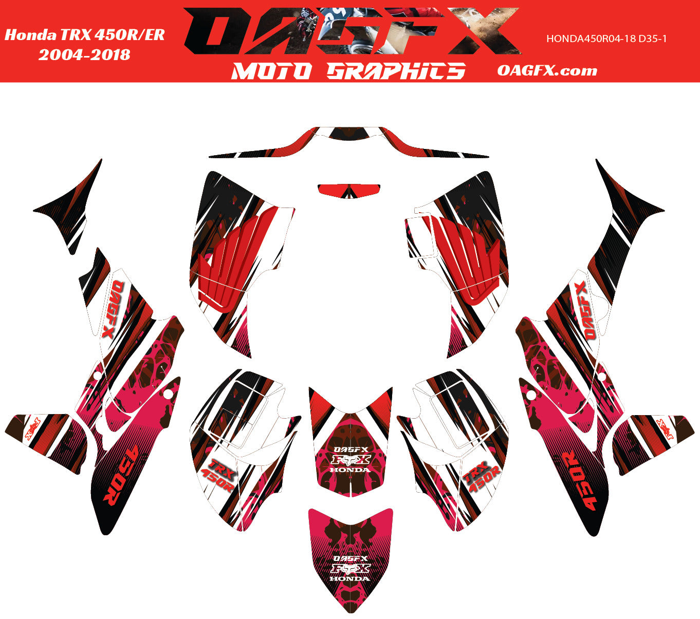 2004-2018 Honda TRX 450 R AI Pre Made Customizable Design Vector D35-1