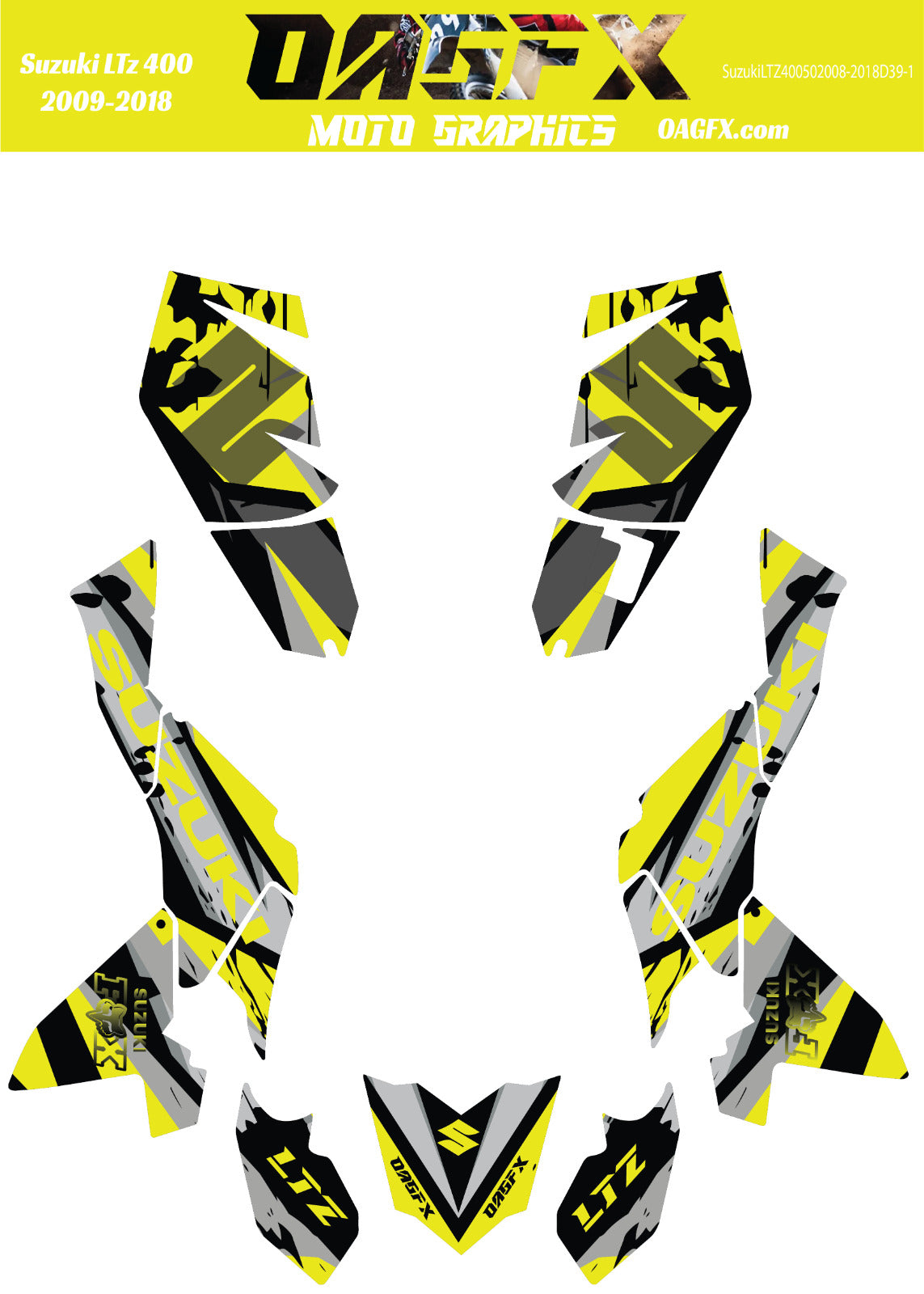 2009 - 2018 Suzuki LTZ 400 Graphic Kit Wrap- Pro Ed D39-1 Yellow