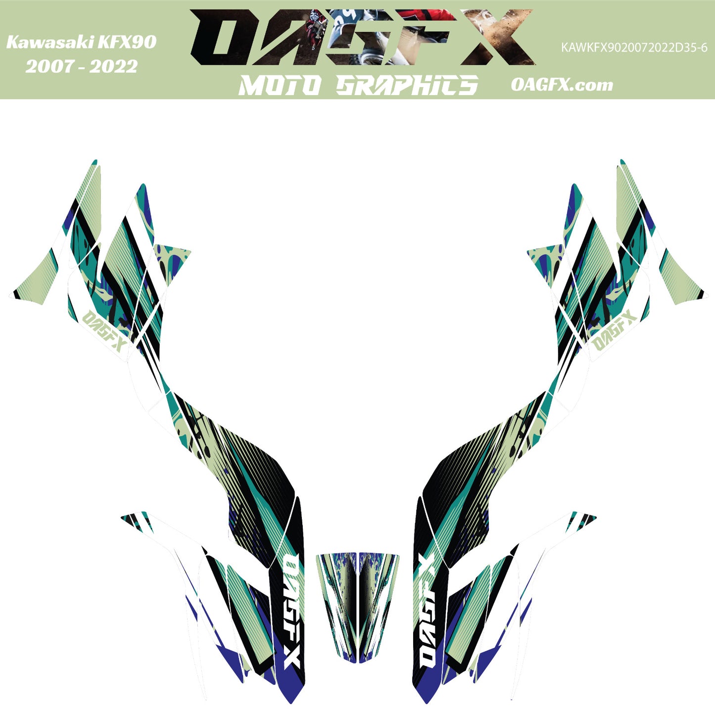 2007 - 2022 Kawasaki KFX 50 90 Graphic Kit -  D35-6 Wild