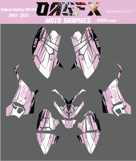 2002 - 2022 Polaris Outlaw 90 110 Graphic Kit -  D7-2 Pink