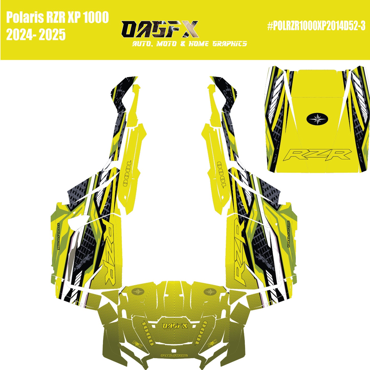 2024-2025 Polaris RZR XP 1000 Graphics Kit D52-3 Yellow OAGFX