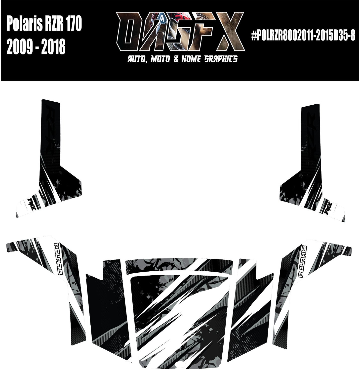 2009 - 2018 Polaris RZR 170 UTV Graphics Kit D35-8 Black