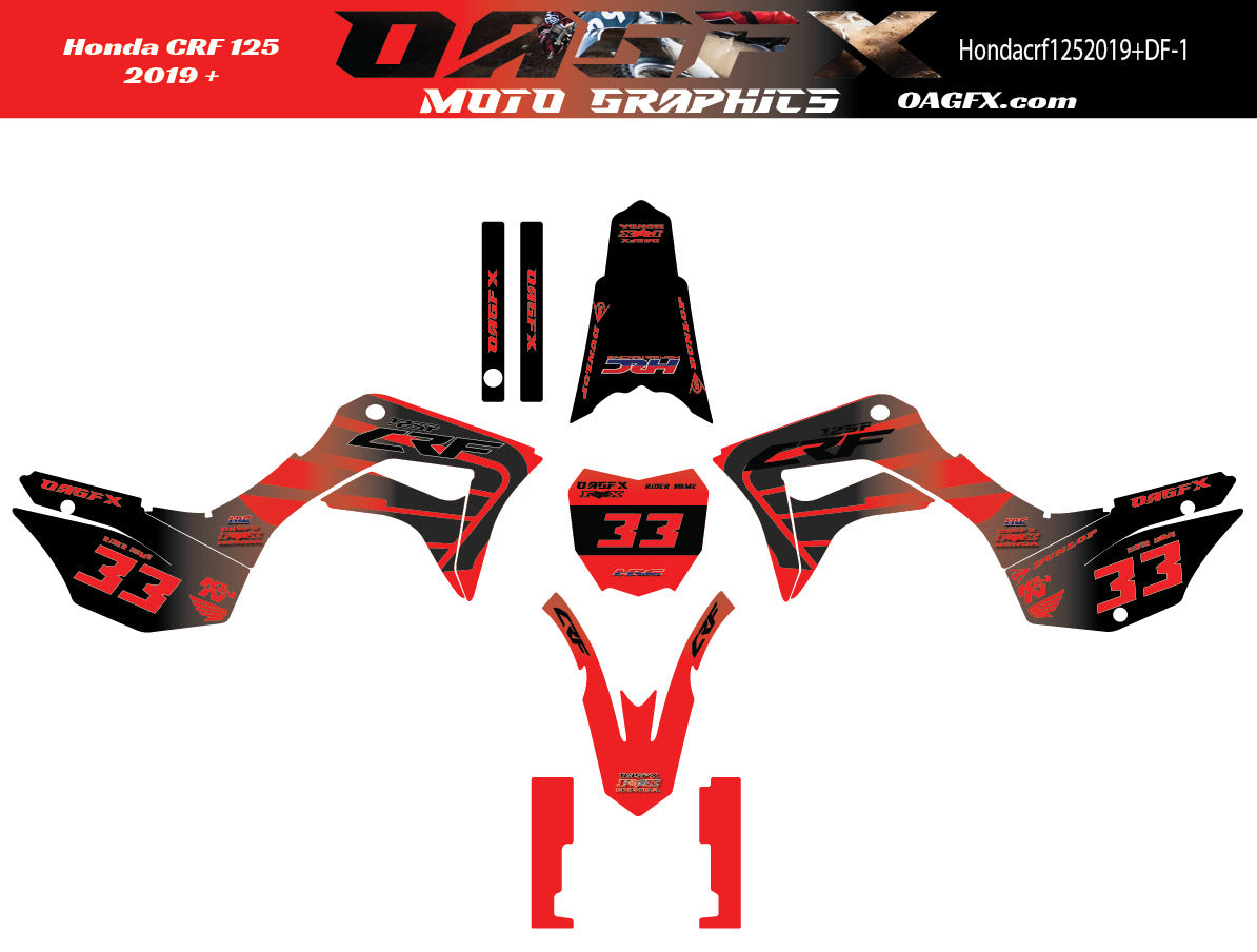 2019+ Honda CRF 125 Graphics Kit - Pro Ed DF-1 CRF125