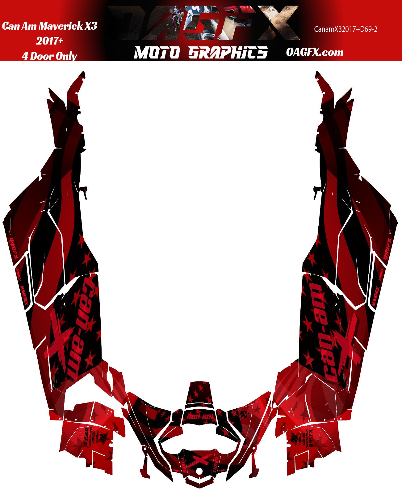2017-2024 Can Am X3 Max 4 Door Maverick RR DS Graphics Kit   D69-2 Flag