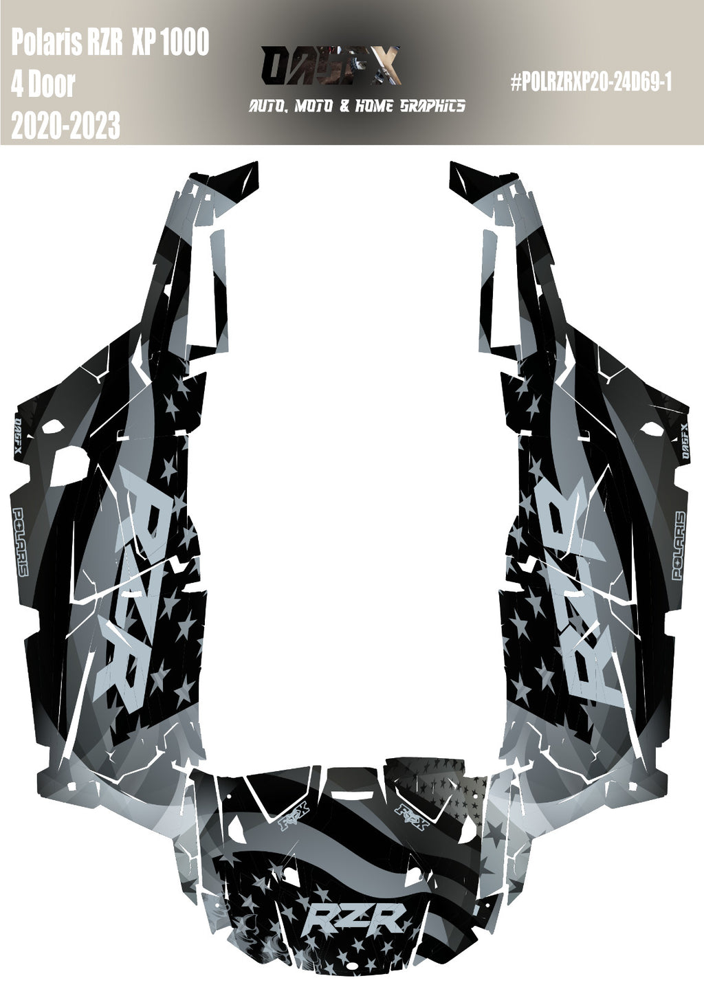 2020 - 2023 Polaris RZR  XP 1000 4 Door  Graphics Kit D69-1 Flag