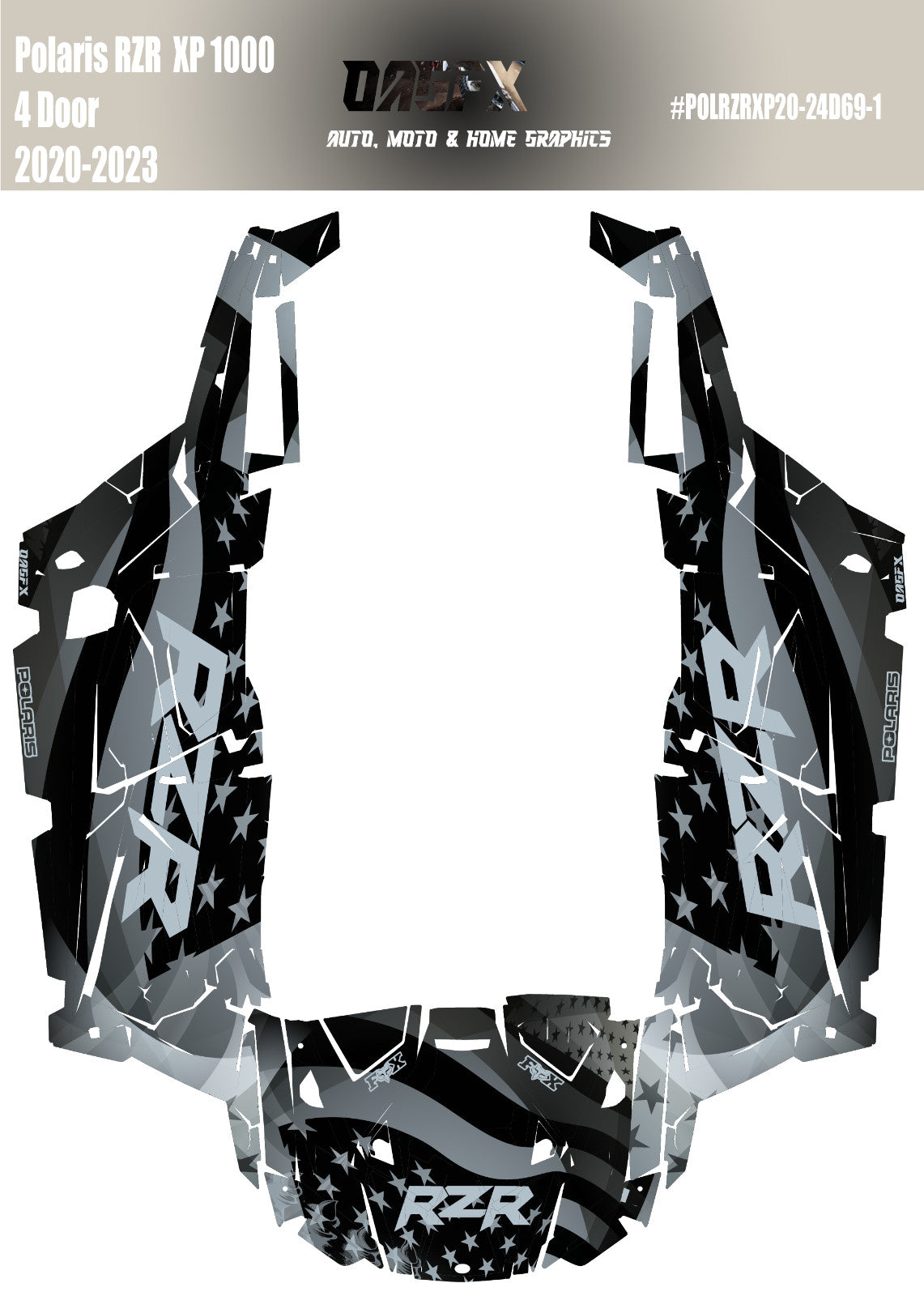 2020 - 2023 Polaris RZR  XP 1000 4 Door  Graphics Kit D69-1 Flag