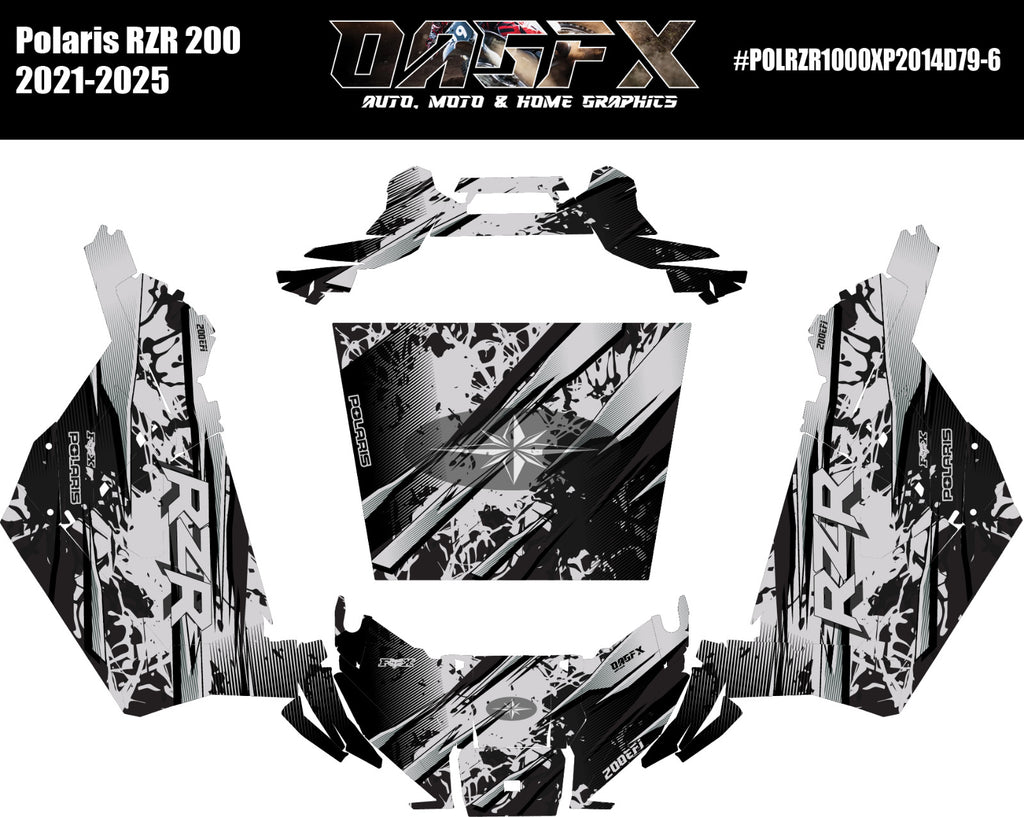 2021-2025 Polaris RZR 200 EFI UTV Graphics Kit D79-6 Stealth