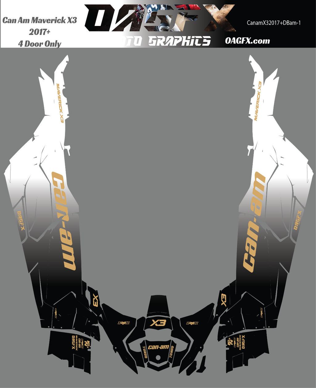 2017 - 2024 Can Am X3  Max 4 Door Maverick RR DS Graphics Kit DBam-1